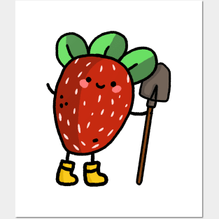 cute little farmer strawberry design Posters and Art